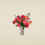 Multi-Colored Roses in Porcelain Vase